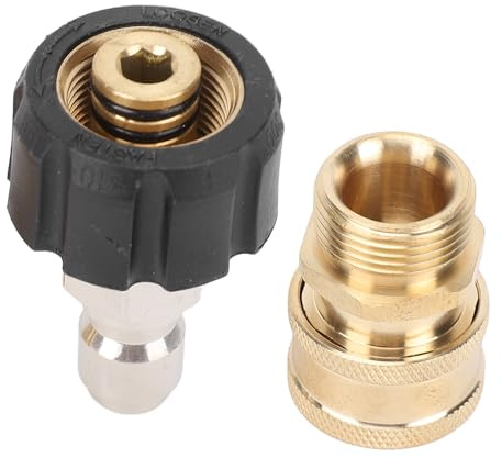 aqxreight Adaptateur de Nettoyeur Haute Pression 2 Pièces M22 à / 4 Po Kit de Connexion Rapide Kit de Déconnexion Rapide Mâle et Femelle en Laiton 15 Mm / 4 Pouces à M22-15 1/ Po Raccord Mâle F (15mm)