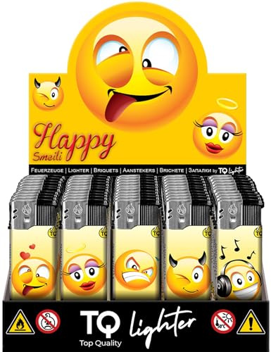 50 Stück Happy Samie Motiv Elektro nachfüllbar Qualitäts- Feuerzeug Elektronik Feuerzeuge auf einem 50 er Display Elektronisch Einstellbare Flamme Lighter