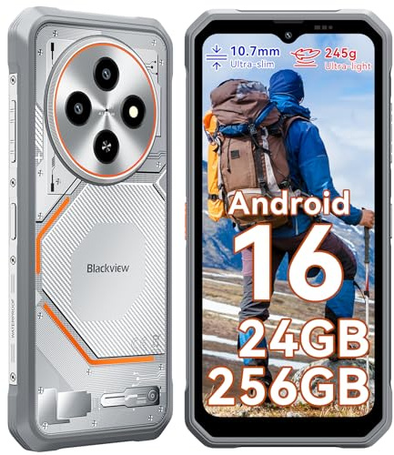 Blackview Fort 2 Téléphone Portable Incassable, 10.7mm/245g, 24GB+256GB/2TB Téléphone Incassable, Étanche IP69K, 6.56 HD+90Hz, 16MP + 13MP, NFC/Fingerprint/GPS/OTG/4G/3 Ans Garantie