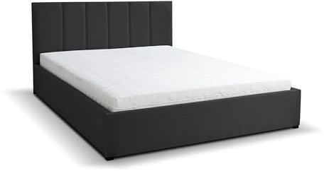 VENASI MÖBEL Polsterbett Lisa mit Kopfteil, 180 x200 cm, Doppelbett mit Bettkasten und Lattenrost aus Metall, Velourstoff, Farbe: Schwarz