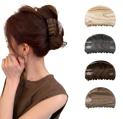 Ypkia 4 fermagli per capelli semicircolari, piccoli, effetto marmo, per donne e ragazze