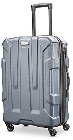 Samsonite Centric Hardside Erweiterbares Gepäck mit Spinner-Rädern, blau, schiefergrau, Checked-Medium 24-Inch, Zentriertes Hardside-Gepäckstück mit Spinnrädern