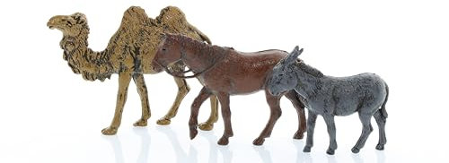 Moranduzzo Kamel, Pferd und Esel, Durchschnittliche Höhe: 4,6 cm – Für 6 cm Krippe Maßstab 1:32 – Standard 6 – Unzerbrechliche Figuren Handbemalt, Bildhauer M. Landi, Hergestellt in Italien