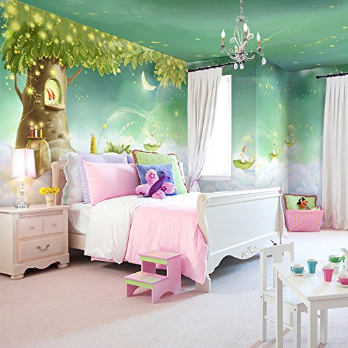 wanpaper Tapeten Vlies Mädchen, Kinderzimmer, Schlafzimmer Elfen, Dekorative Gemälde, Cartoon Wandmalereien.<350 × 245 cm>