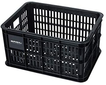 Basil Unisex – Erwachsene Crate S Fahrradkiste für den Vorderradgepäckträger, Black, 40 cm x 29 cm x 21 cm