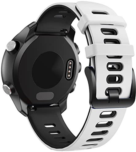 NotoCity per Garmin Vivoactive 3 Cinturino, 20mm Cinturino di Ricambio in Silicone per Samsung Galaxy Active 2 /Gear Sport/Galaxy Watch 42mm/ Garmin Forerunner 645/245(bianco nero)