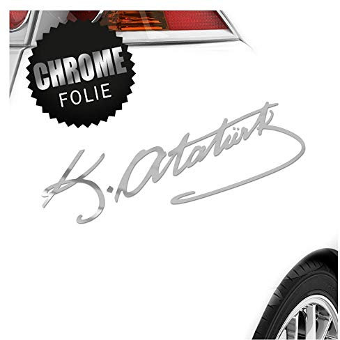 Kiwistar - Autoaufkleber - Mustafa Kemal Atatürk - Chrom - 24x8cm - Aufkleber Auto, Laptop, Fahrrad, LKW, Motorrad mehrfarbig JDM Decal Racing