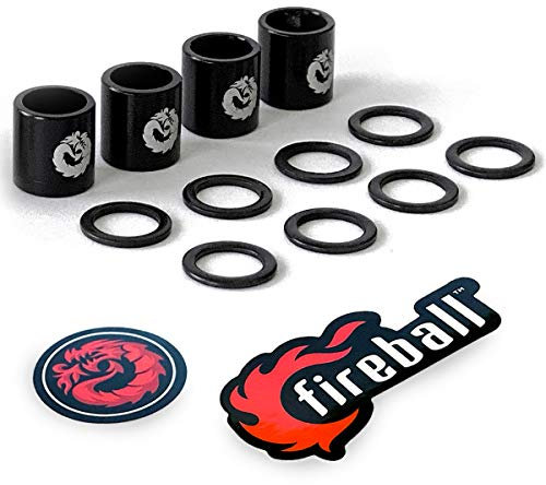 FIREBALL Dragon Abstandhalter und Unterlegscheiben für Skateboards und Longboards (Skateboard-Abstandshalter (schwarz)