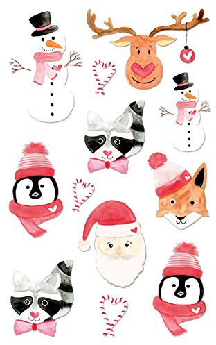 AVERY Zweckform 22 Aufkleber Weihnachten Tiere Xmas (Made in Germany, Weihnachtssticker Leinenstruktur, selbstklebende Weihnachtdeko für Karten, Geschenke, Tüten) 2 Bogen/je 11 Sticker, 52293