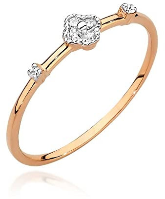 Damen Ring 585 14k Gold Rotgold natürlicher echt Diamanten Brillanten