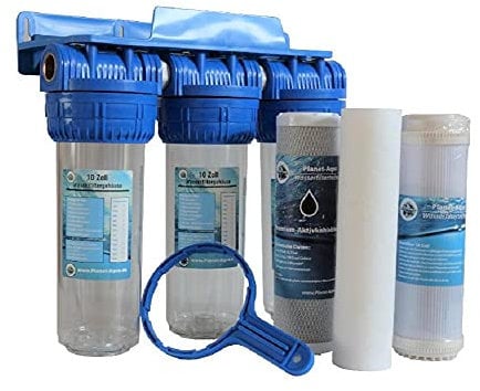 3 Stufen Vorfilter Wasserfilter System Filtergehäuse 10 Zoll x 1 IG unmontiert inkl. Anti Kalkfilter Sedimentfilter Aktivkohlefilter gegen Bakterien Kalk Gerüche Trübungen Sedimente