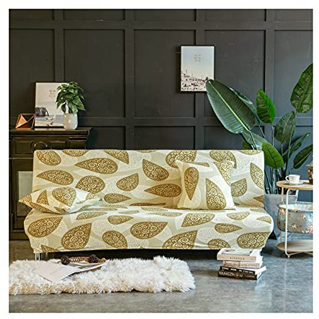 AMDXD Sofaüberwürfe, Vintage Blatt Muster Sofahusse Geeignet für 1/2/ 3/4 Sitzsofa und Ecksofa, in Polyester, Anti-Rutsch, Elastischer, Beige Braun, Mittel 160-190CM, Stil 2