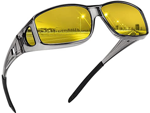MEETSUN Sonnenbrille für Damen und Herren, polarisiert, 100 % UV400-Schutz, transparent, grauer Rahmen, Nachtsichtgläser, Transparenter grauer Rahmen, Nachtsichtgläser, standard