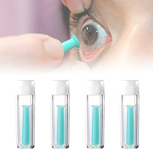 Applicateur Lentille de Contact, Outil Lentilles de Contact, Lentilles de Contact Dissolvant, Ventouse pour Enlever les Lentilles pour Lentilles de Contact Rigides RGP pour Maison Voyage, 4 Pièces