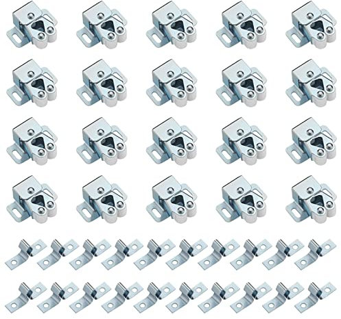 Srup 20 Pezzi Chiusure a Doppio Rullo Cattura, Chiusure a Doppio Rullo per Ante, Chiusura a doppio armadio, Porta Fermo Hardware Utensili da Cucina di Casa