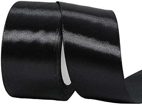 22m Satinband Geschenkband Schwarz 50mm Breit,Trauer Band Schwarz Schleifenband Satin Dekoband Geschenkverpackung Deko Band Stoffband für Halloween Weihnachten Hochzeit Taufe Geburtstag DIY-Handwerk