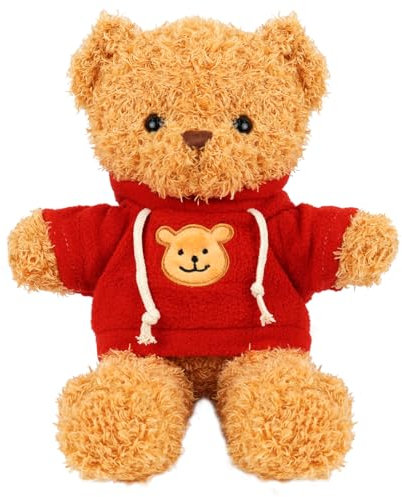Kuscheltier Teddybär Plüschtier, kuscheltier bär mit Kapuze，Stofftier Schmusetier zum Kuscheln & Spielen, Plüschtier Teddybär Geschenk, Teddybär Plush Dekoration für Jungen und Mädchen (Rot 30cm)