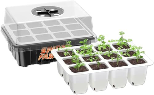 SPIDER FARMER Serre D'IntéRieur Boîte de Culture 2 Pièces 12 Cellules Mini-Serre Kit de Culture avec Couvercle et Aération Plateaux de Démarrage de Semis Serre Plateau de Culture pour Plante de Semis