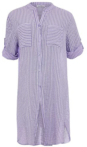 Zwillingsherz Longbluse im Streifen Muster Hochwertiges Sommerkleid für Damen Frauen Mädchen - Abendkleid Freizeitkleid Strandkleid - Locker luftige Tunika - Perfekt für Frühling Sommer Herbst, 34-40