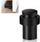 TOKPLNU Door Stoppers, 50mm Black Door Stop Floor Mounted Heavy Duty Stainless Steel Floor Wall Door Stoppers for Skirtings, Modern Tall Outdoor Doorstop with Rubber Tip & Ring, 1 Pack