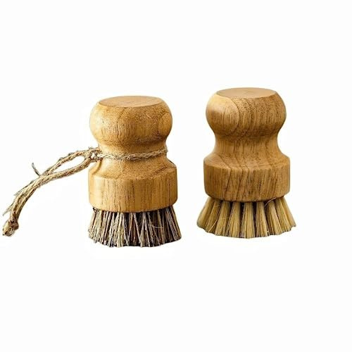 Lajiakoy Cepillo de Madera para Ollas, Platos, Frutas y Fregadero - Utilizado para Limpiar en la Cocina (2 Piezas)