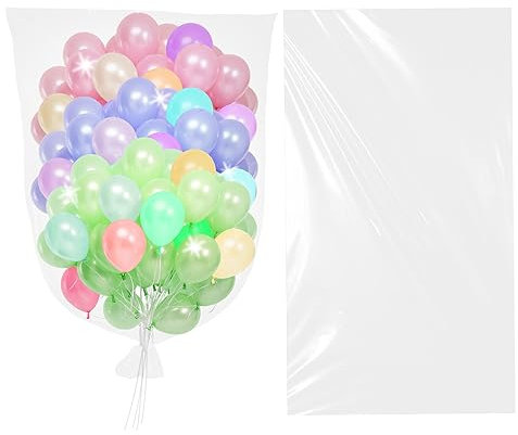 Mozeat Lens 2 Stück Ballonbeutel Groß für Transport Wiederverwendbar 98,4 x 59,1 Zoll Große Klar Kunststoff Ballon Drop Bag Riesige Ballon Aufbewahrungsbeutel für Transport Geburtstag Hochzeit