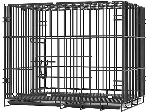 BNEI Zusammenklappbare Hundetransportkiste, Katzen- und Hundetransporter, mehrere Größen erhältlich (mit Fahrgestell), schwarz (60 * 43 * 51)