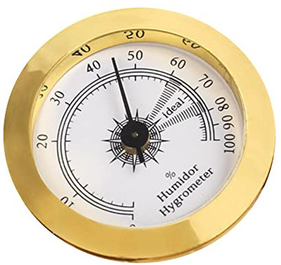 AIYING 2 Igrometro per sigari | Igrometro Tondo Oro per Humidor per sigari,Tuta igrometrica Rotonda di precisione con Punto Regolabile per sigari Umidificatori Chitarra Violino Scatola per sigari