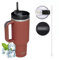 STARLA Taza térmica de 1,2 l con asa y pajita, 2 tapas, a prueba de fugas, doble pared, de acero inoxidable, taza de café para llevar al coche, taza de viaje para frío y calor (Red rust)