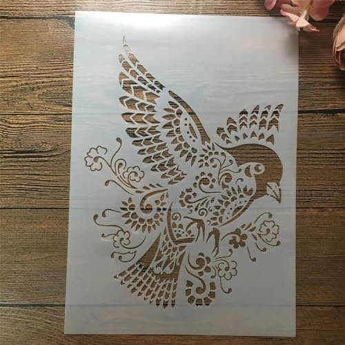 Wiederverwendbare Schablonen zum Malen, A4, 29 cm, Mandala, Vogel, Spatz, DIY-Schablonen zum Malen auf Holz, Leinwand, Boden, Wand, Fliesen, Stoff, Möbeln