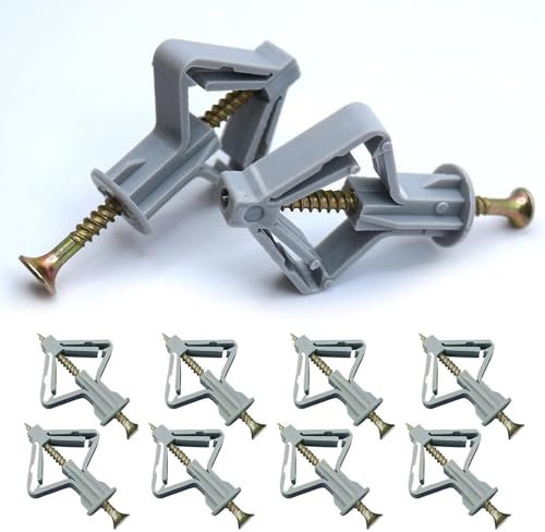 100Pcs Chevilles pour Plaques de Plâtre (50 Chevilles Murales et 50 Vis Placo), Cheville Brique Creuse, Fixations pour Plaques de Plâtre à Usage Intensif, Pour Cloison Sèche Creuse - Support Mural TV