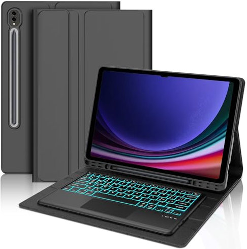 Tastiera per Samsung Tab S9 Ultra/S10 Ultra 14.6 2023/2024 con Trackpad, Retroilluminazione a 7 colori, Cover con Italiano QWERTY Tastiera Bluetooth Rimovibile per Samsung Galaxy Tab S9 Ultra, Nero