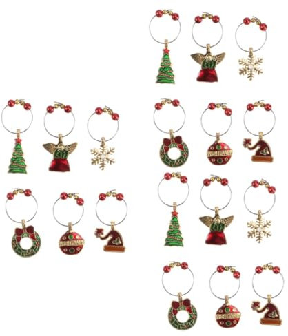 Amosfun 3 Sätze 6tlg Weihnachtlicher Weinglasring Weihnachten Weinglas Gefälligkeiten Kennung Für Becher Christbaumschmuck Weinglaskennung Glasmarker Trinkmarker Flöte Zinklegierung Charme