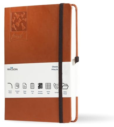 InfinityMarket Wilson A5 Notebook 256 Lined Page & Fountain Pen Friendly Pages, Pen Loop, Ribbon Bookmark, Elastic Closure & Paper Pocket | Hardback Journal for Work, School & Journaling (14x21cm)