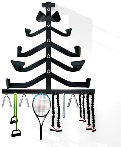 TUSAUW Modern Iron Black Wall-Mounted Gym LAT Pull Down Bar Storage Rack, Accessories Organizer Holder