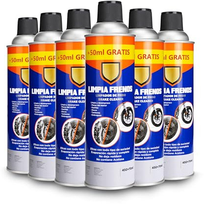 BESCH Pack 6 Liquido Limpiador de Frenos 520ml - Spray Limpia Freno, Discos, Pastillas, Tambores, Embragues y Piezas de Motor