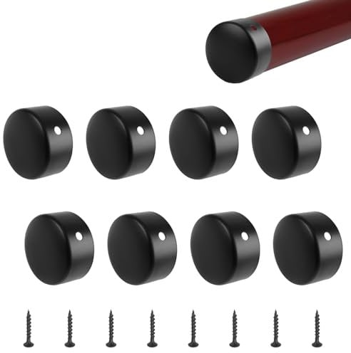 UFURMATE Handrail End Cap, 8PCS 45mm/1.77 201 Stainless Steel Round Handrail End Caps Staircase Steps Hand Rail End Cover Handrail Fittings (Black)