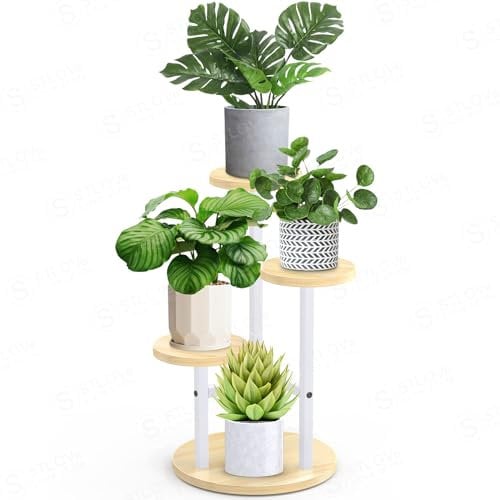 STLOVe® Porta Piante Da Interno, 3 Livelli Supporti Piante, Plant Stands Per Fioriere, Sgabello Per Pianta Rotondo, 32cm Supporto Per Vasi, Mensole All'aperto Giardino/Soggiorno (Pianta Non Inclusi)