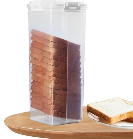 Contenedor de almacenamiento de pan de pan, panera transparente con tapa hermética, alta para la cocina en casa, almacenamiento de pan para sándwiches caseros