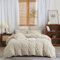 Gezu Bettwäsche Baumwolle 135x200cm 4 teilig Creme Beige Bettwäsche-Set aus 100% Baumwolle Leinen Doppelbett Bettbezug Halbleinen Bequem Atmungsaktiv mit 2Kissenbezug 80x80cm mit Reißverschluss