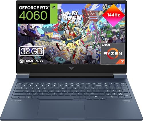 HP Victus 16-s1003ns - Ordenador portátil Gaming de 16.1 FHD AMD Ryzen 7 8845HS, 32GB RAM, 1TB SSD, NVIDIA GeForce RTX 4060 8GB 120 TDP, FreeDOS Blue - Teclado QWERTY Español