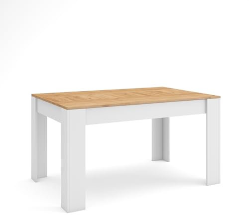 Skraut Home | Mesa Comedor | Mesa Fija Cocina y Salón | 140x90x76 cm | para 6 comensales | Muebles Comedor | Estilo Moderno | Roble y Blanco