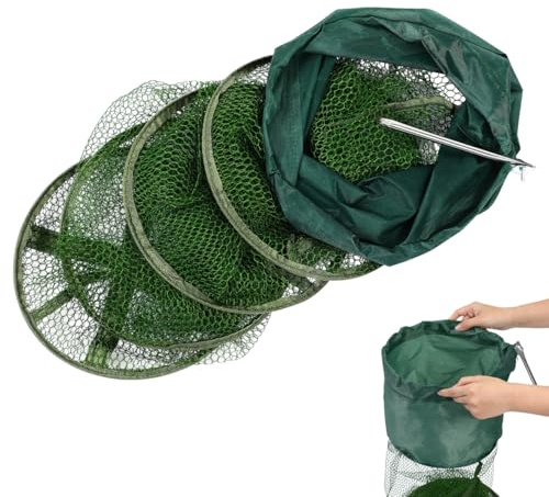 CORHAD Filet de Pliable Maille Panier de Protection des Poissons Polyester et Acier Inoxydable Équipement de Pratique pour Stockage et Localisation des Poissons