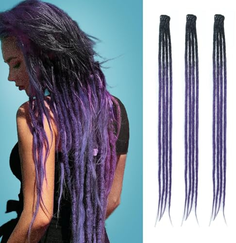 Dsoar Clip In Dreadlock Verlängerungen 24 Zoll 3PCS Handgefertigte 0.6cm Synthetische Dreads mit Clips Weiche Häkellocken Verlängerungen
