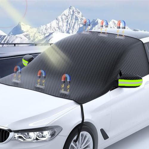 Frontscheibenabdeckung,Windschutzscheibenabdeckung Auto Magnet,Auto Abdeckung Winter,Frostschutz Auto Frontscheibe,Scheibenabdeckung Auto Winter Für Die Gegen, Schnee, EIS, Frost, Staub, Sonne(Grün)