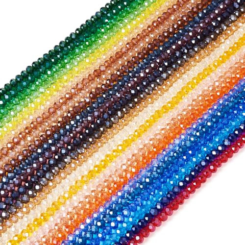 PandaHall 25 hebras de cuentas redondas de cristal facetado de 6 mm, cuentas redondas sueltas a granel para pulseras de amistad, collares, aretes, joyería