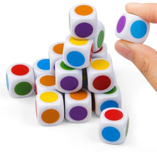 20 Stück Farbwürfel,Kunststoff Flüsterwürfel,Sechsseitige Würfel Bunt,16mm Würfelspiel,für Klassenzimmer Mathematik Brettspiel,Spielen Rollen