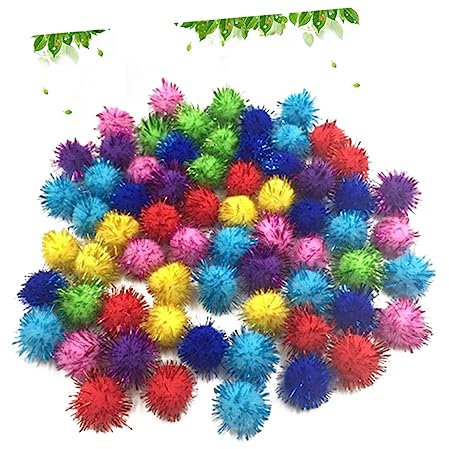 Gadpiparty 200Stücke Lametta Pom Pom Kugeln Funkelndes DIY Zubehör Für Bastelprojekte Für Weihnachtsdekoration Und Kinderaktivitäten