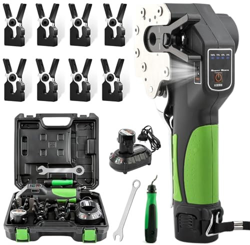 YCKJXSMA Elektrisches Bördelwerkzeug Set, 45° Exzenterrohr Bördelwerkzeug Professionelles, 8 Größen Klemmen and 2200 mAh Akku mit großer Kapazität für Weichku Pfer Aluminium Messingrohre