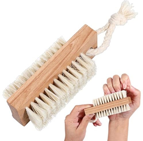 YBEATY 2 Pcs Natural Wooden Nail Brush Double Sided Hand and Nail Cleaning Brush Deep Clean Under Nails Fingernails Non-Slip Bristles with Hanging Rope Hand Toes Home Garden Salon